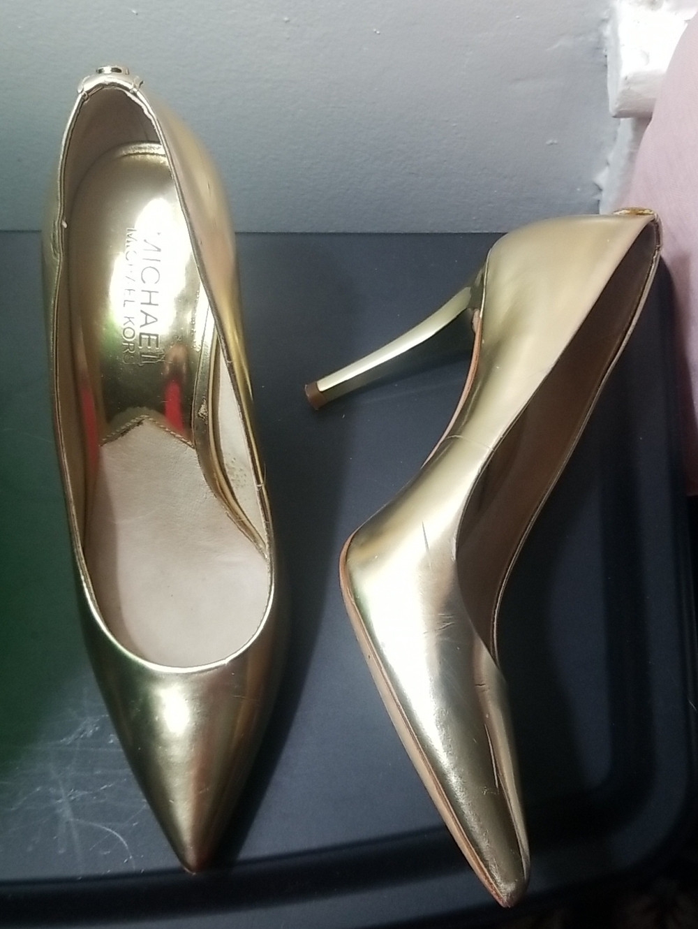 Michael Kors Metallic Golden Pointed Stiletto Pumps